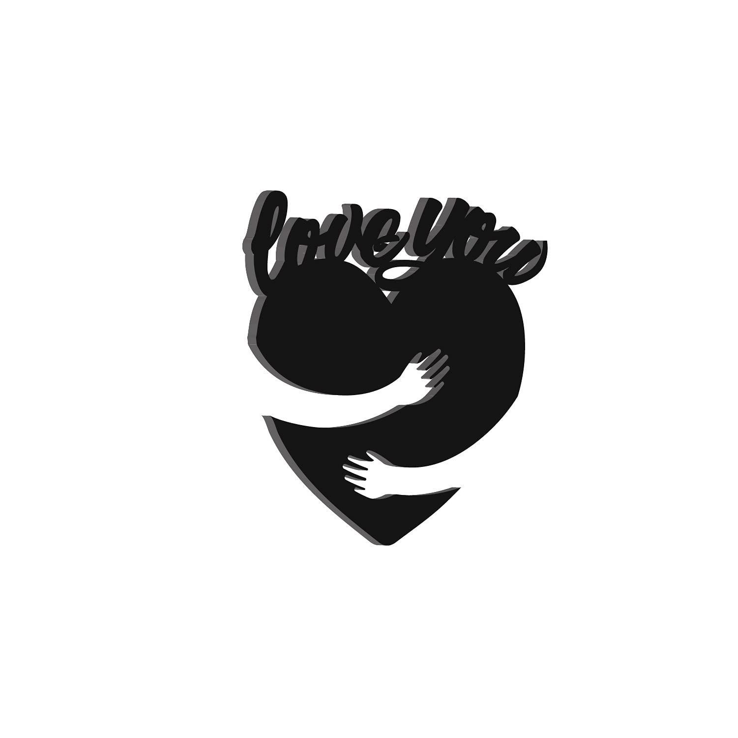 Ecraftindia Heart Hugging Love You Black Engineered Wood Cutout Wall Art Decor - Romantic Wall Hanging For Bedroom, Living Room